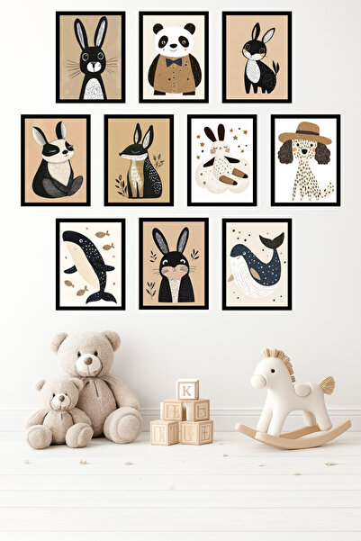 UNT Σετ 10 ζωγραφικών τεχνών με χαριτωμένα ζώα, λιοντάρια, κουνέλια, φάλαινες...