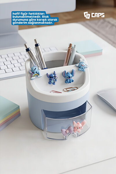 caps office Stitch Çekmeceli Kalemlik Masaüstü Organizer | 11,8 x 11,8 x 13,5...