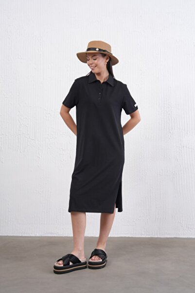 Noi Belis Πλεκτό φόρεμα μίντι μήκους με μισό κουμπιά SS26EL0012