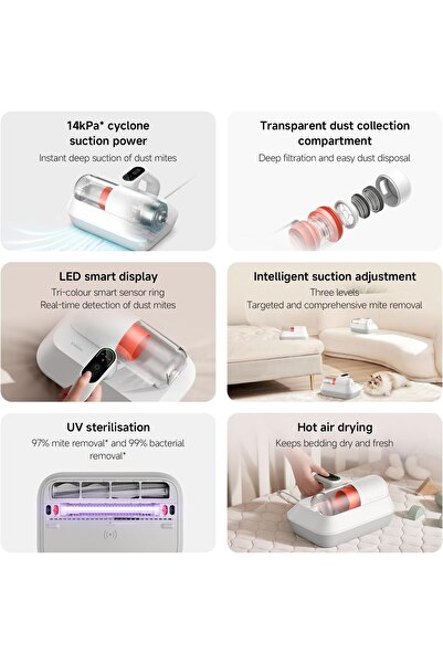 Generic Xiaomi Dust Mite Vacuum Cleaner Pro – Powerful 14kPa Suction, UV Sterilization, HEPA Filtration, H