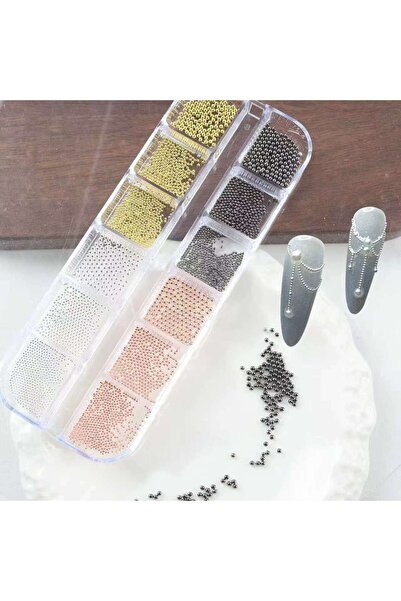 Wien Nail Master 4 Renk 12li Tırnak Süsleme Parlak Metal Havyar Taşları 3 Boy...