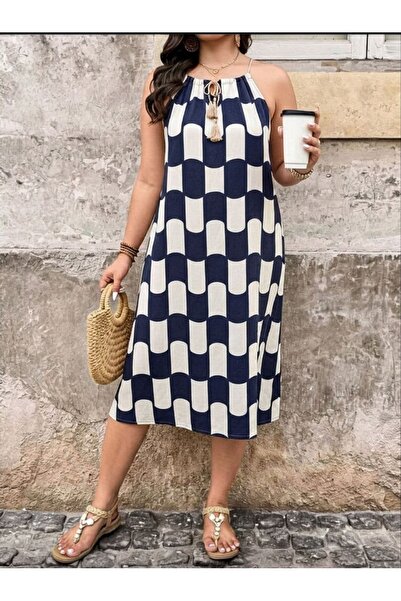 charango γυναικείο φόρεμα μίντι μεγάλου μεγέθους με φαρδιά γραμμή