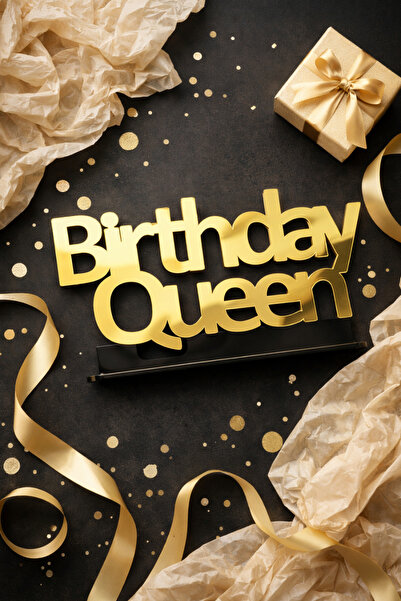 Happynesso Σειρά Γενεθλίων Χρυσό Χρωματιστό BIRTHDAY QUEEN Διακοσμητικό Γράμμ...