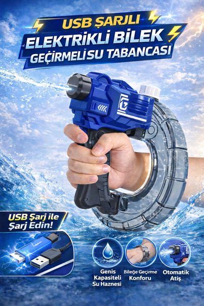 a v d a Bilek Geçmeli USB Şarjlı Otomatik Elektrikli Su Tabancası 800 ML