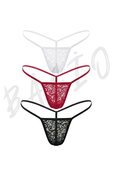 Bacio iç giyim Γυναικείο στρινγκ 3 τεμαχίων από δαντέλα G-string που αναπνέει