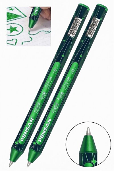 Artlantis Green Glitter Ballpoint Pen 2 Pieces Pensan Jely Glitter Pilot Pen ...