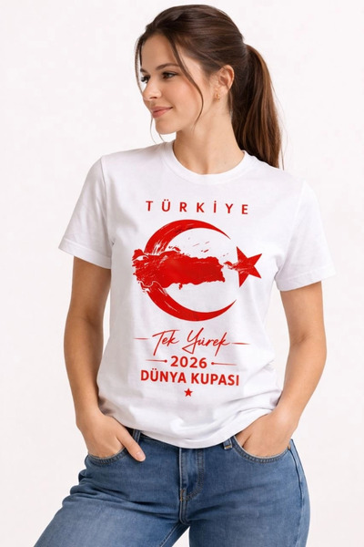 GurkStore تي شيرت نسائي من تركيا لمشجعي كأس العالم 2026 - أبيض