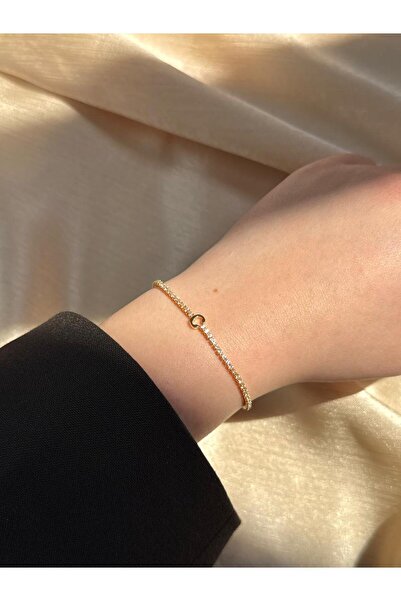 D&Z ACCESSORİES Zirkon Taşlı Gold Harf Bileklik | Zarif Altın Kaplama Işıltıl...