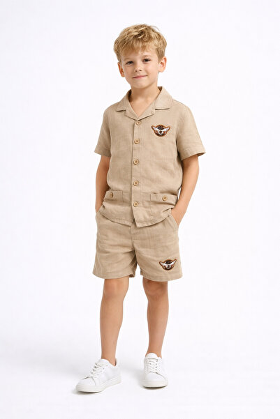 mini kanka Σετ Λινό Πουκάμισο και Σορτς για Αγόρια – Καλοκαιρινό Άνετο Κομψό ...