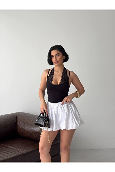 pantofashion Lace-Detail Strappy Blouse - Snap-Fastened Body