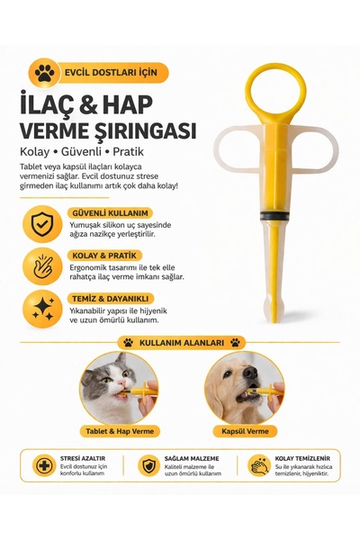 HAYHAYPETSHOP Kedi Köpek İlaç Verme Aparatı | Hap & Tablet Verme Şırıngası | ...