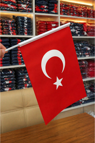 Dizayn Medya Baskı Merkezi 30x45cm Sopalı Türk Bayrağı Kaliteli - 25 adet