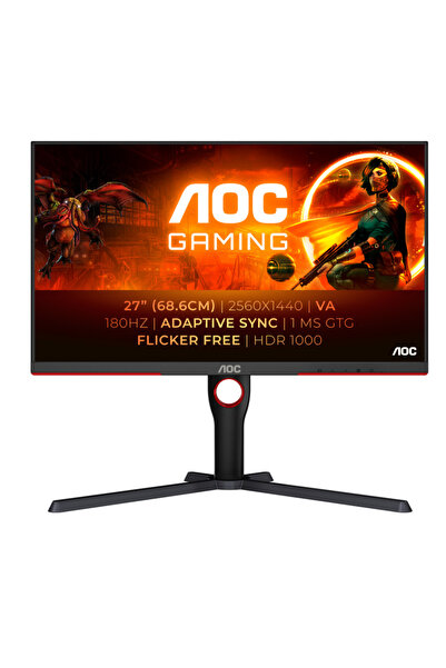 Aoc Q27G3XMN/BK Monitor de gaming QHD VA de 27 de inci, 180Hz, HDR1000