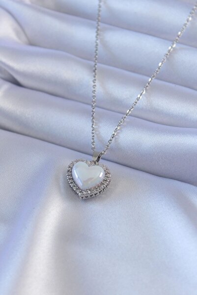 SORA GROUP ®   316L Steel Silver Color Pearl Heart Model Zircon Stone Women's...