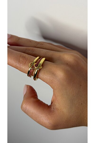 Selay Accessory Gold & Stone Detailed Knot Ring – Modern Elegant Women's Ring