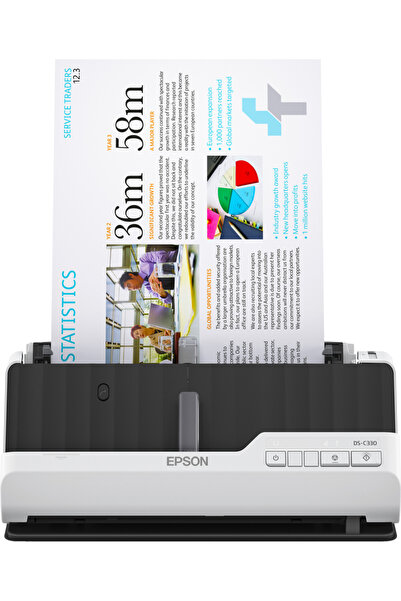 EPSON DS-C330 A4 Compact Sheetfed Scanner, 600dpi, 30ppm, Duplex, 20-Sheet ADF
