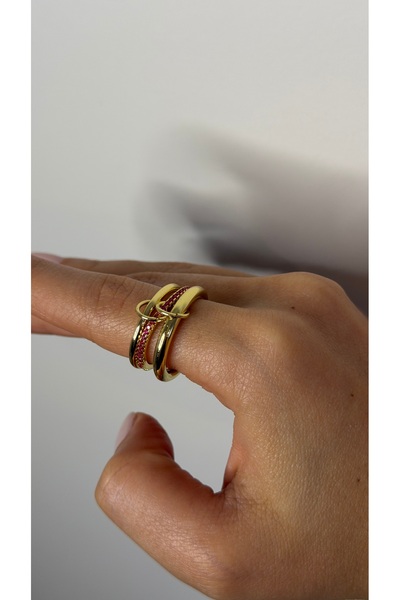 Selay Accessory Gold & Stone Detailed Knot Ring – Modern Elegant Women's Ring