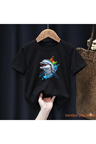 playwear Παιδικό unisex μπλουζάκι με στάμπα Smiling Whale, 100% βαμβακερό, με...