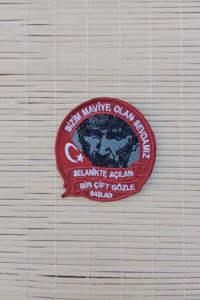 İZMİR ASKERİ MALZEME Ataturk pictured red background embroidered our love for...