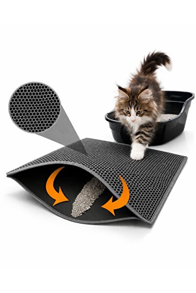 HAYHAYPETSHOP Kedi Kumu Paspası Çift Katmanlı Elekli Kedi Tuvalet Önü Matı – ...