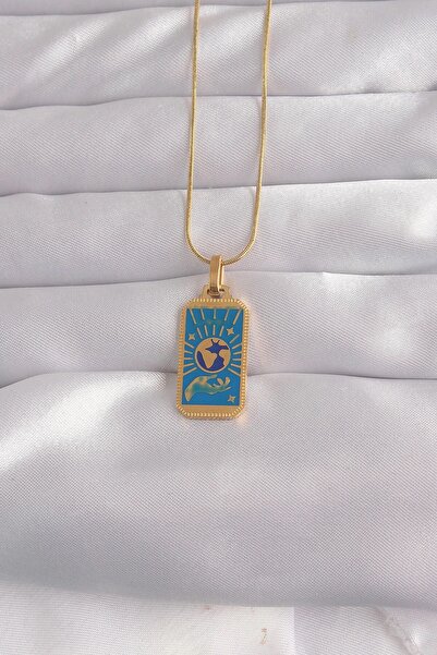 TakÇalıştır 316L Steel Gold Color Mi Enamel Hand Figure Tarot Pendant