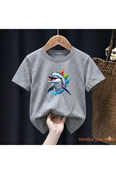 playwear Παιδικό unisex μπλουζάκι με στάμπα Smiling Whale, 100% βαμβακερό, με...