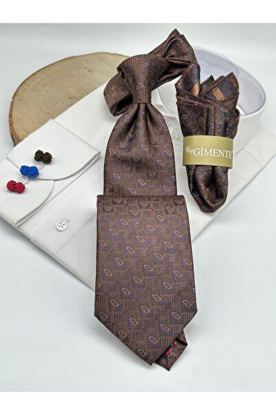 Gutiero Cravată clasică batistă cu model maro