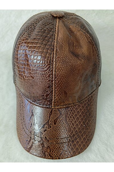 hoaryage Unisex Custom Made Snake Print Genuine Lambskin Baseball Cap