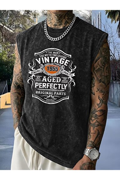 CLASSY.MODA Unisex Αμάνικο Υπερμεγέθες T-Shirt με στάμπα, Πλενόμενο, Street S...