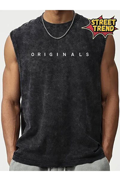 CLASSY.MODA Unisex Αμάνικο Υπερμεγέθες T-Shirt με στάμπα, Πλενόμενο, Street S...