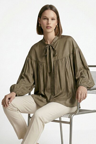 Rays Μπλούζα Ada Çayı με μανίκια μπαλόνι και πλισέ δέσιμο 0088