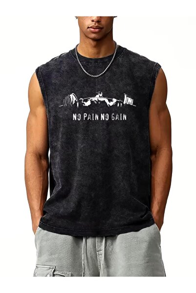 CLASSY.MODA Unisex Αμάνικο Υπερμεγέθες T-Shirt με στάμπα, Πλενόμενο, Street S...