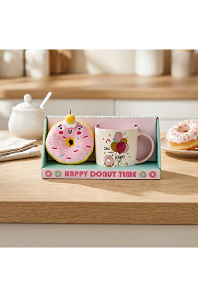 Elista كوب بورسلين مع سلسلة مفاتيح من القطيفة من Happy Donut Time
