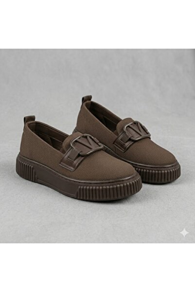 KİNDEP Shoes Buckle Detailed Women's Casual Shoes Brown