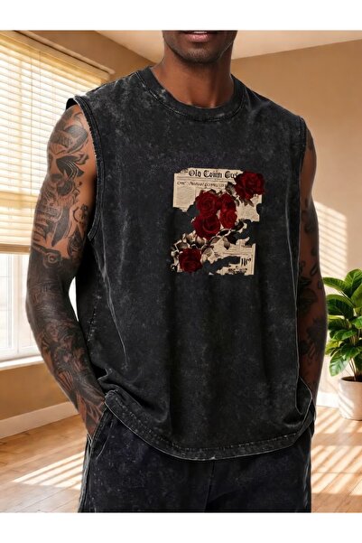 CLASSY.MODA Unisex Αμάνικο Υπερμεγέθες T-Shirt με στάμπα, Πλενόμενο, Street S...