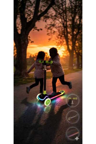 OEM Τρίτροχο παιδικό πατίνι με LED, ρυθμιζόμενο τιμόνι 63–80 εκ., πίσω φρένο,...