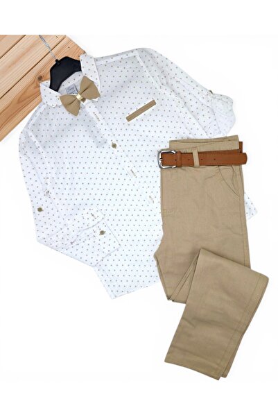 voyyo kids baby Αγορίστικο λινό παντελόνι, πουκάμισο Oxford, παπιγιόν και ζών...