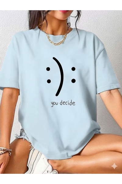 WOODROFFE Γυναικείο μπλουζάκι με στάμπα You Dehice 'Hangisisin' σε φαρδιά γραμμή