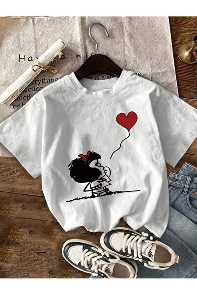 AEMİ Unisex Balloon Girl Printed Oversize Crew Neck T-Shirt