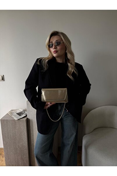 NİSSEA.CO Altın Sarısı Clutch Zincirli Nicole Çanta