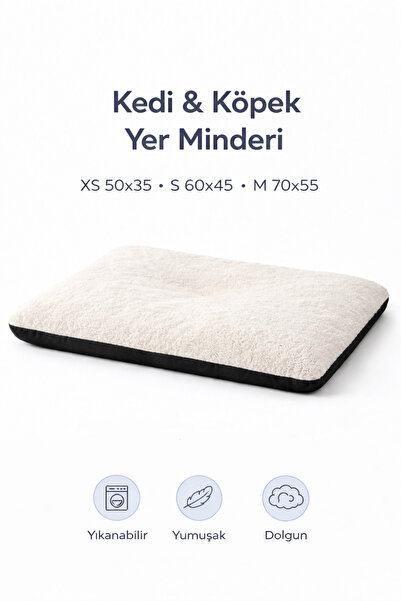 Kedi & Köpek Yer Minderi – Yıkanabilir, 4 Mevsim Yumuşak ve Dolgun Pet Yatağı XS / S / M