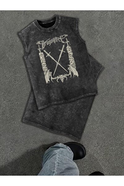 CLASSY.MODA Unisex Αμάνικο Υπερμεγέθες T-Shirt με στάμπα, Πλενόμενο, Street S...