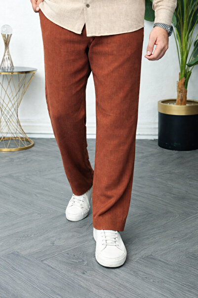 beuivo Men's Sofia Linen Baggy Wide Comfortable Loose Cut Waist Tie Pants