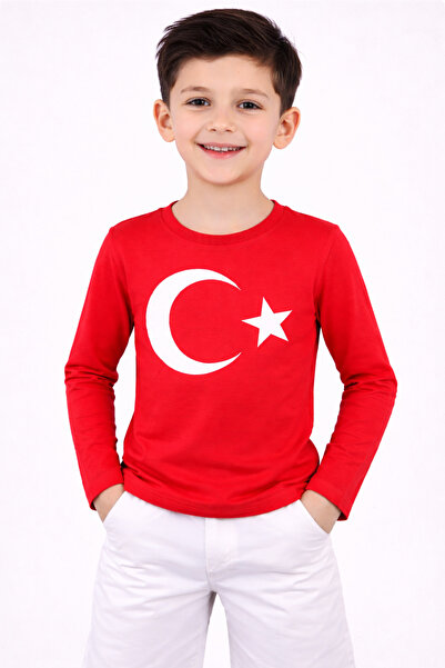 tiwitibaby Unısex Çocuk Ay Yıldızlı Bayrak Baskılı Likralı Süper Compac Penye...