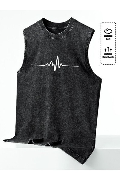 CLASSY.MODA Unisex Αμάνικο Υπερμεγέθες T-Shirt με στάμπα, Πλενόμενο, Street S...