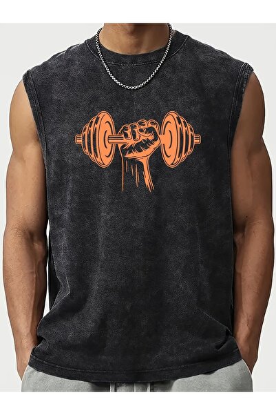 CLASSY.MODA Unisex Αμάνικο Υπερμεγέθες T-Shirt με στάμπα, Πλενόμενο, Street S...