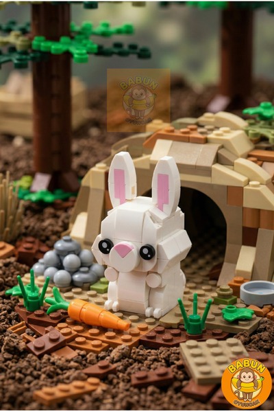Bricks Tavşan Figürü 3D Yapı Oyuncakları (103 Parça) - Sevimli Hayvanlar Eğitici Lego Uyumlu Model