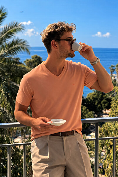 Maccali Tricou pentru bărbați, Summer Trend, din bumbac, cu decolteu în V, A....