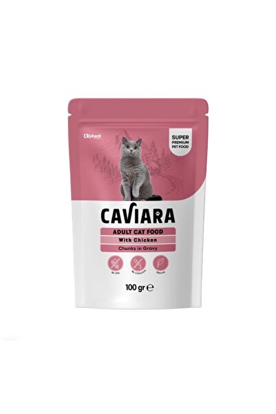 Caviara طعام رطب للقطط بقطع الدجاج في المرق من كافيارا 100 جم
