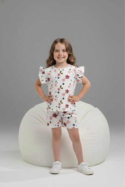 Yağmur Giyim PJKSKT Κοντομάνικο σετ για κορίτσια με βολάν από ύφασμα με σχέδι...